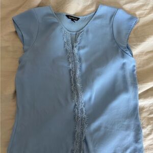 Express Women's Light Blue Lace Accent Blouse